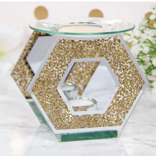 Gold Glitter Glass Wax & Oil Burner LP46829 Desire