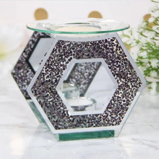 Black Glitter Glass Wax & Oil Burner LP46830 Desire