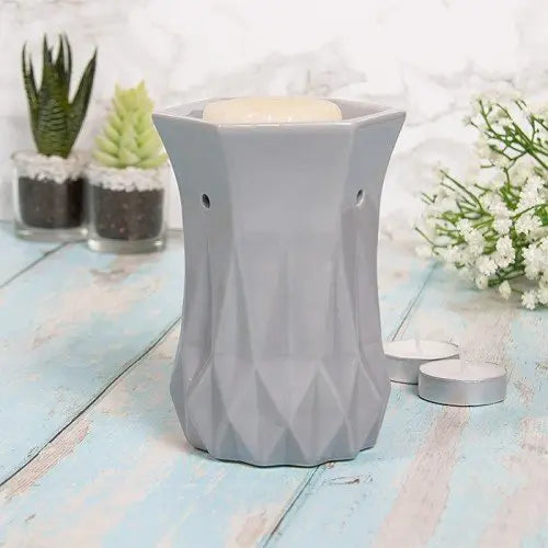 Grey Geometric Wax Melt/Oil Burner Tea Light Burner LP48046 Desire