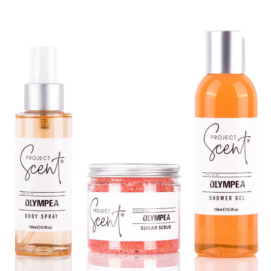 Olympea Inspired Shower, Scrub & Body Spray
