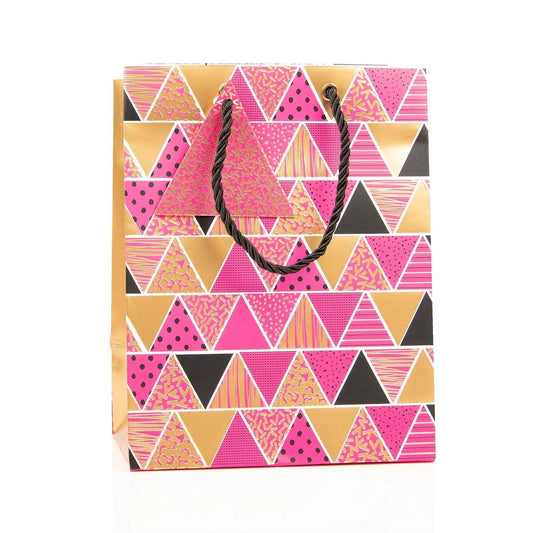 Medium Pink & Black Gift Bag With Shred My Store