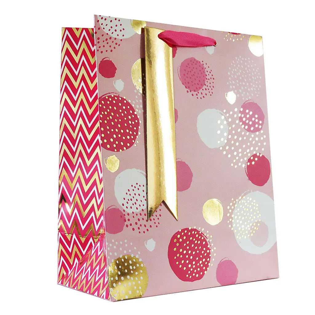 Medium Pink Spotted Gift Bag With Shred My Store