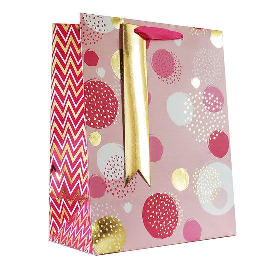 Medium Pink Spotted Gift Bag With Shred