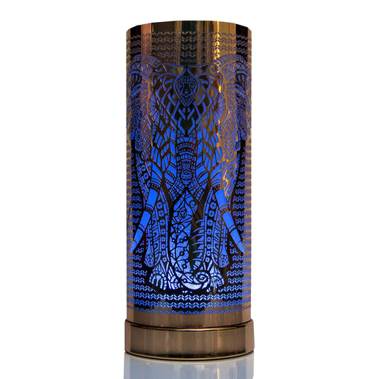 Gold tall electric wax melt burner with a elephant design.