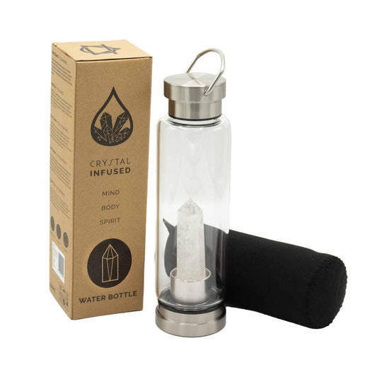 Reusable Crystal Water Bottle with Clear Quartz Core