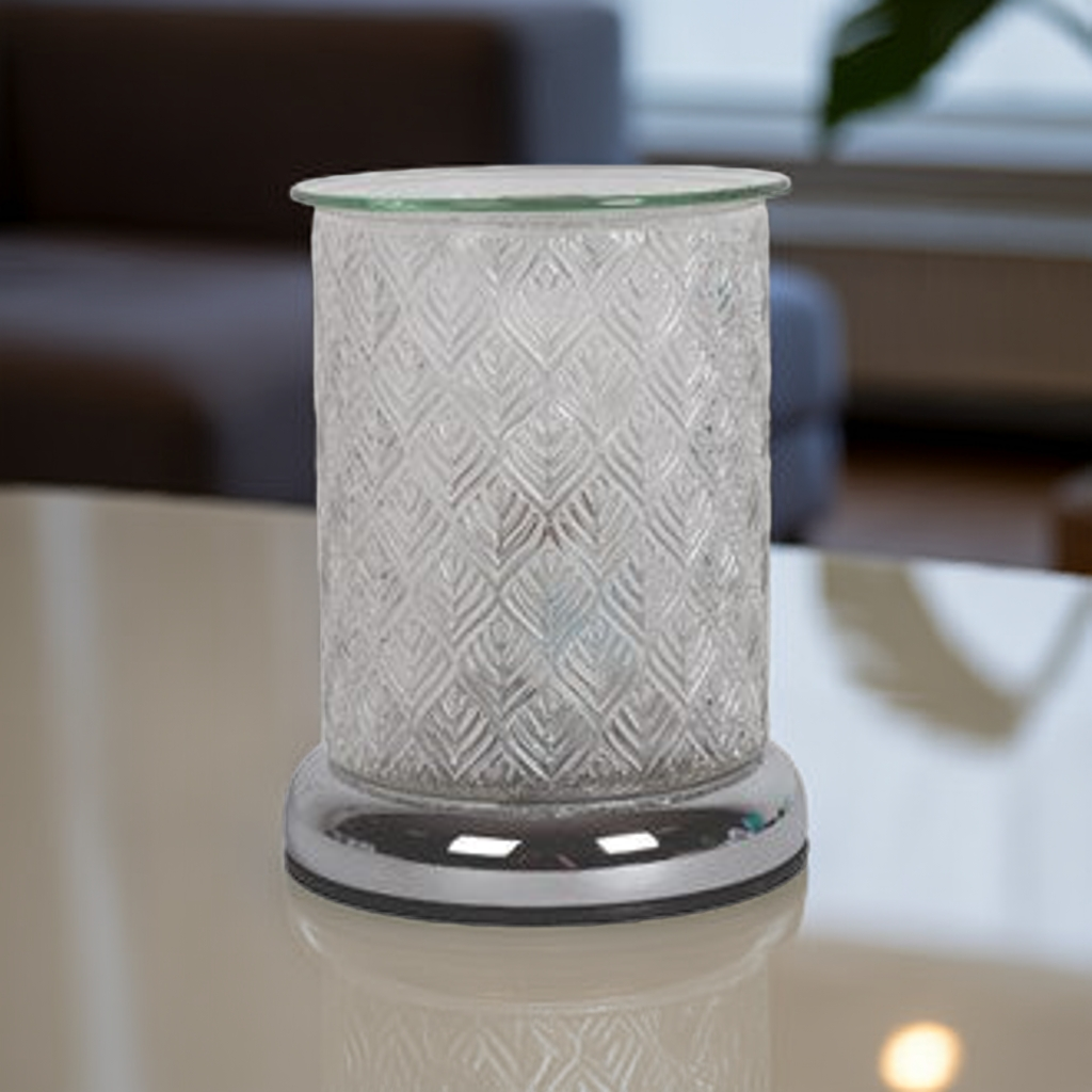 Electric Wax Melt Burner Touch Clear Glass Leaf 16cm AR2064
