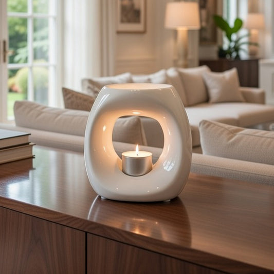 White Oval Tea Light Wax Melt Burner