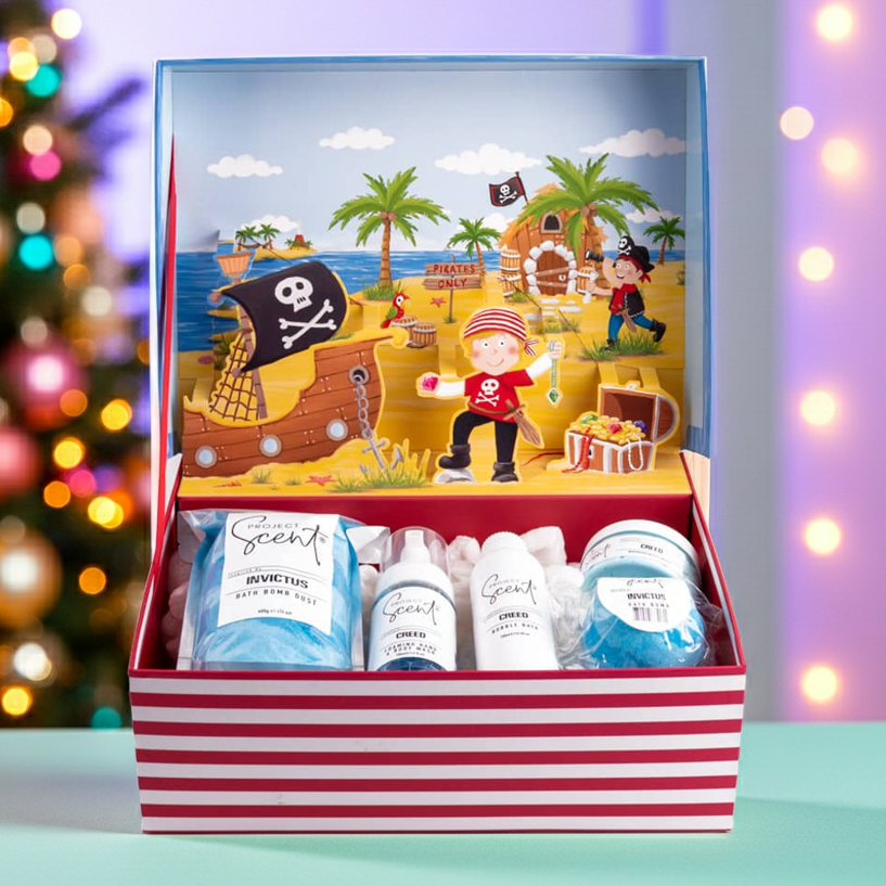 Pirate Pop-Up Gift Box – Kids Bath Set with Bubble Bath & Bath Dust
