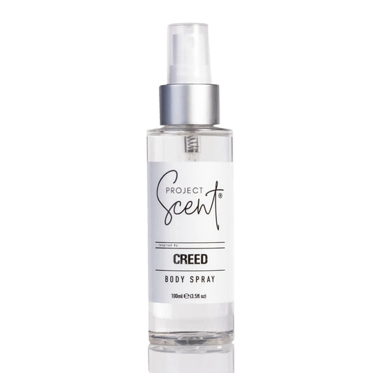 Body spray inspired by the classic Creed fragrance, featuring a sophisticated and fresh scent profile with notes of citrus, musk, and wood; ideal for daily wear or special occasions, packaged in a stylish, modern bottle.