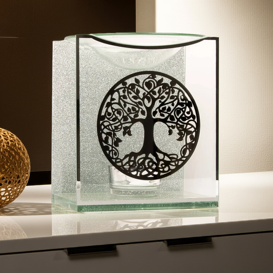 Silver Tree Of Life Design Glass Wax & Oil Burner LP45392