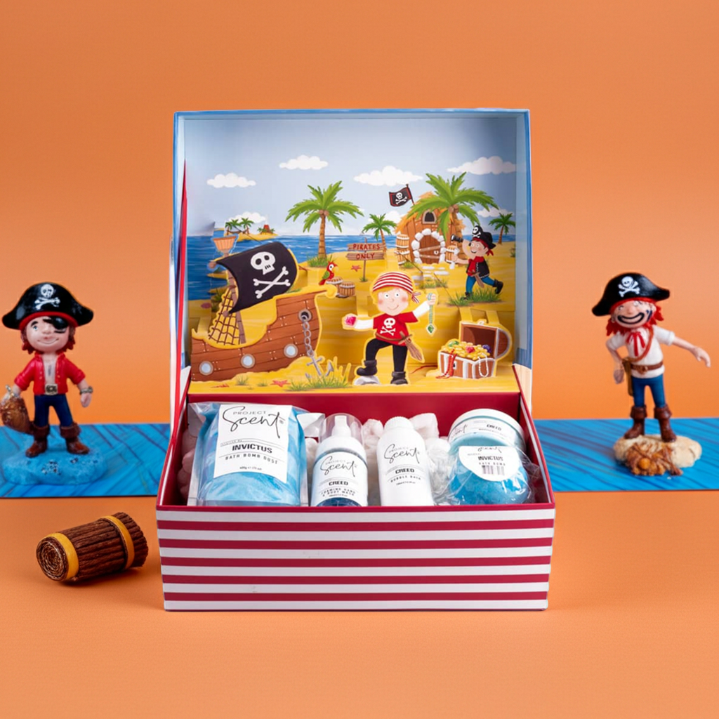 Pirate Pop-Up Gift Box – Kids Bath Set with Bubble Bath & Bath Dust