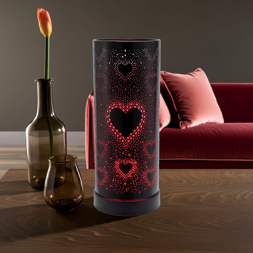 Electric Wax Melt Burner Colour Changing Burner - Hearts Black L-7436WH