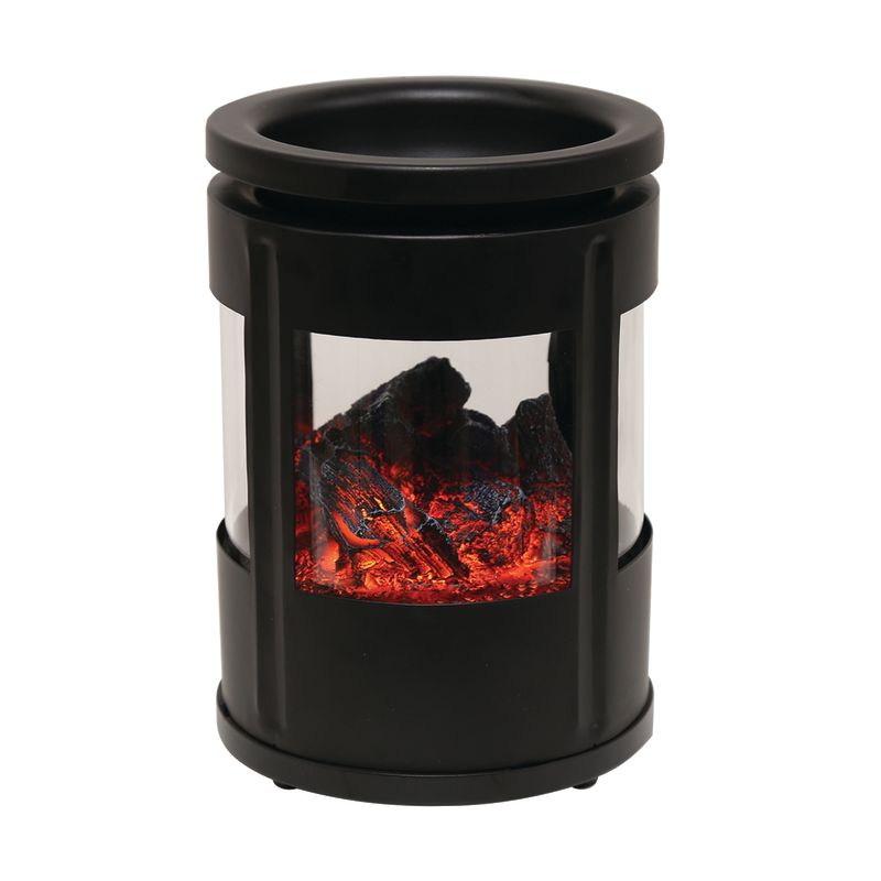 Electric Wax Melt Burner – Log Burner Black 16cm | Wax Burner with LED Flame AR2351