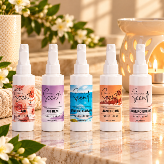 five project scent fabric sprays 100ml in a spa setting