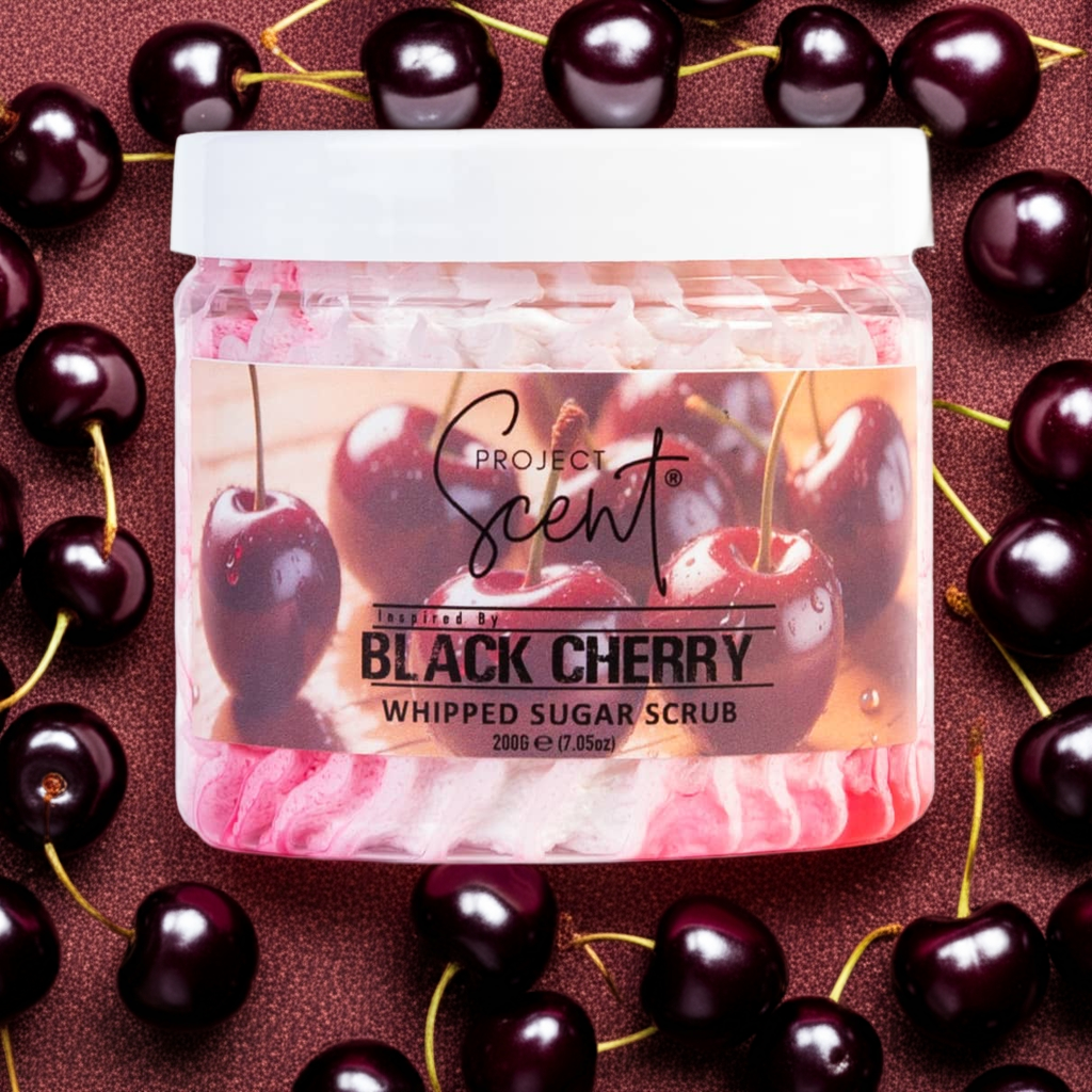 Black Cherry Inspired Whipped Sugar Scrub With Vitamin E & Cocoa Butter 200g