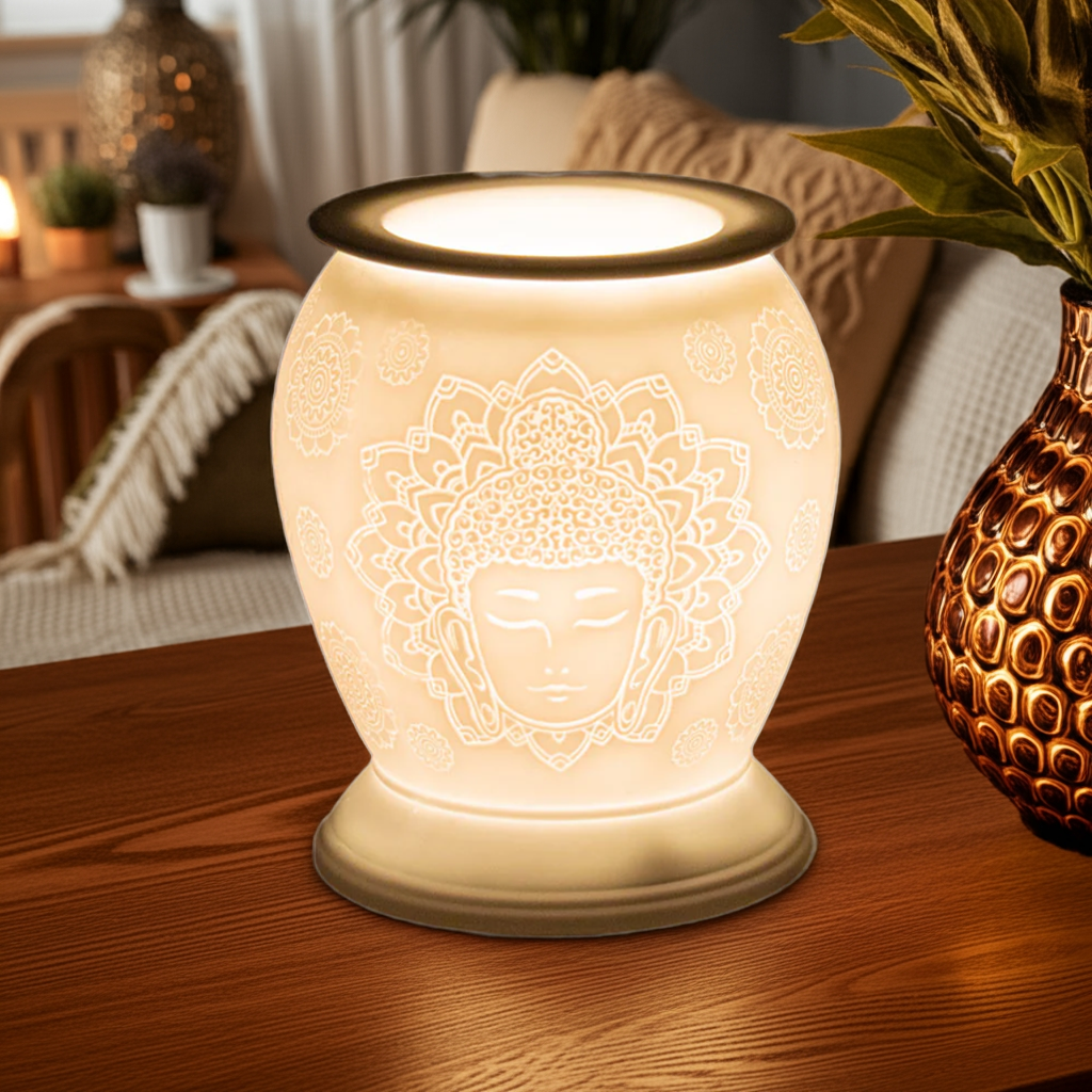 Electric Wax Melt Burner White Ceramic Warmer Oil Burner Buddha LP47132