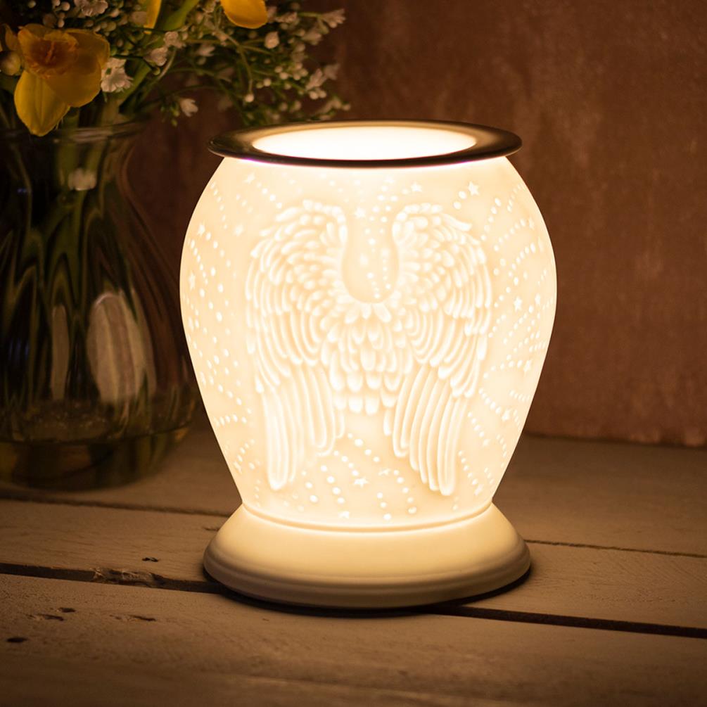 White Ceramic  Wax Melt Warmer Oil Burner Angel Wings LP46592