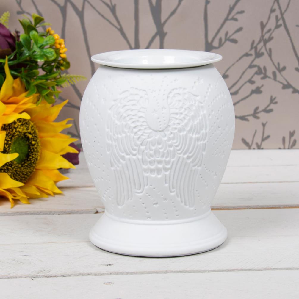 White Ceramic  Wax Melt Warmer Oil Burner Angel Wings LP46592