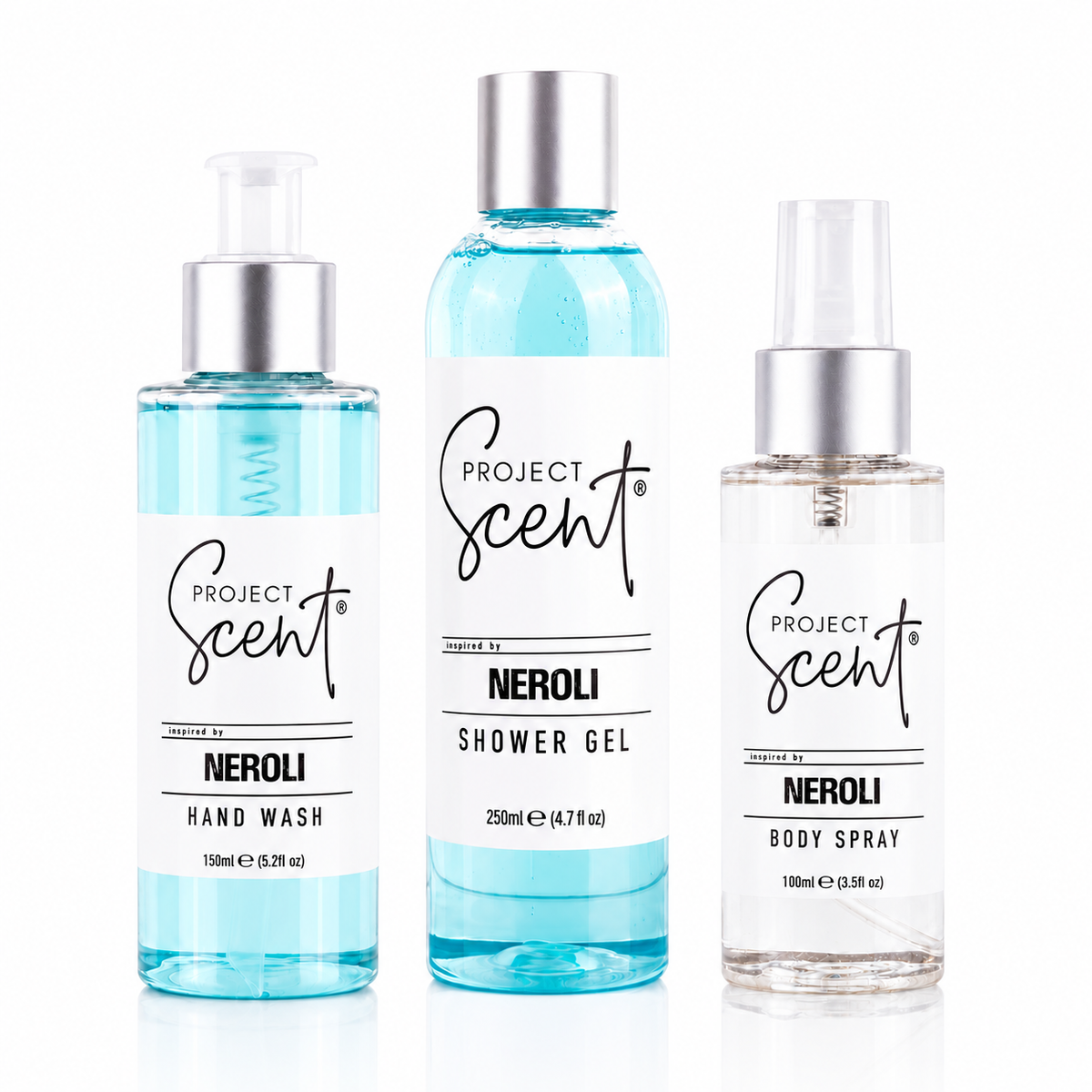 Neroli Inspired Bundle | Shower Gel 250ml, Hand Wash & Body Spray