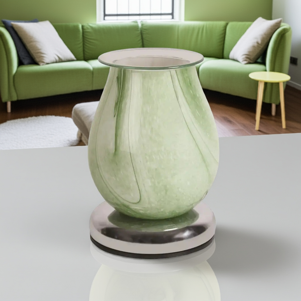 Electric Wax Melt Burner Touch – Green Swirl Oval | Elegant Wax Warmer AR2333