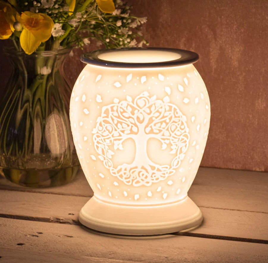 White Ceramic  Wax Melt Warmer Oil Burner Tree Of Life LP46718