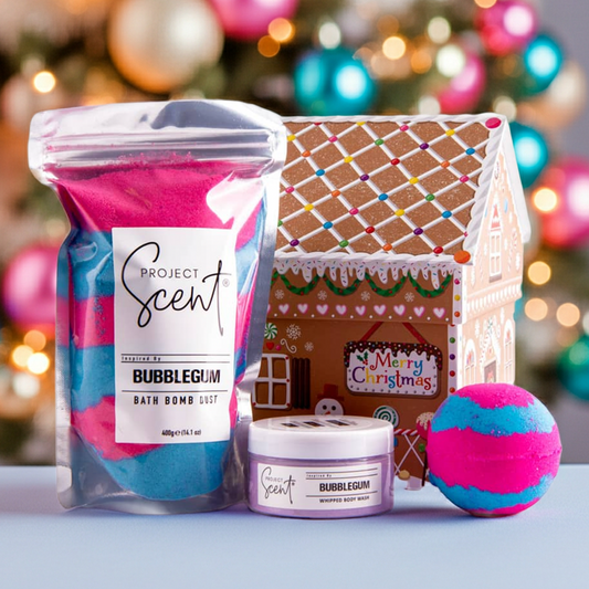 Gingerbread House Gift Set – Bath Dust, Soufflé & Bath Bomb