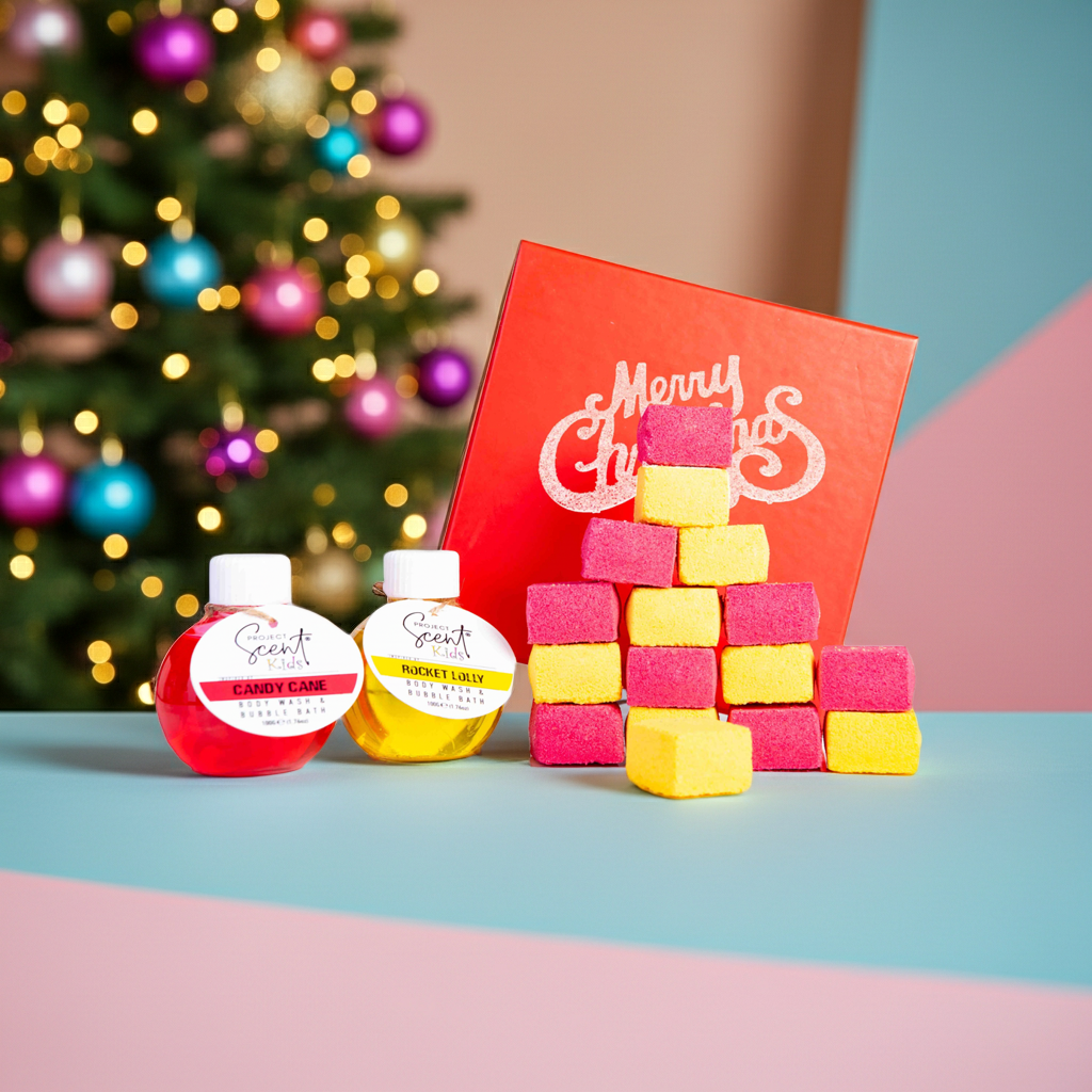 Christmas Kids 16 Bath Bomb Blocks & 2 in 1 Body Wash Bubble Bath Gift Set