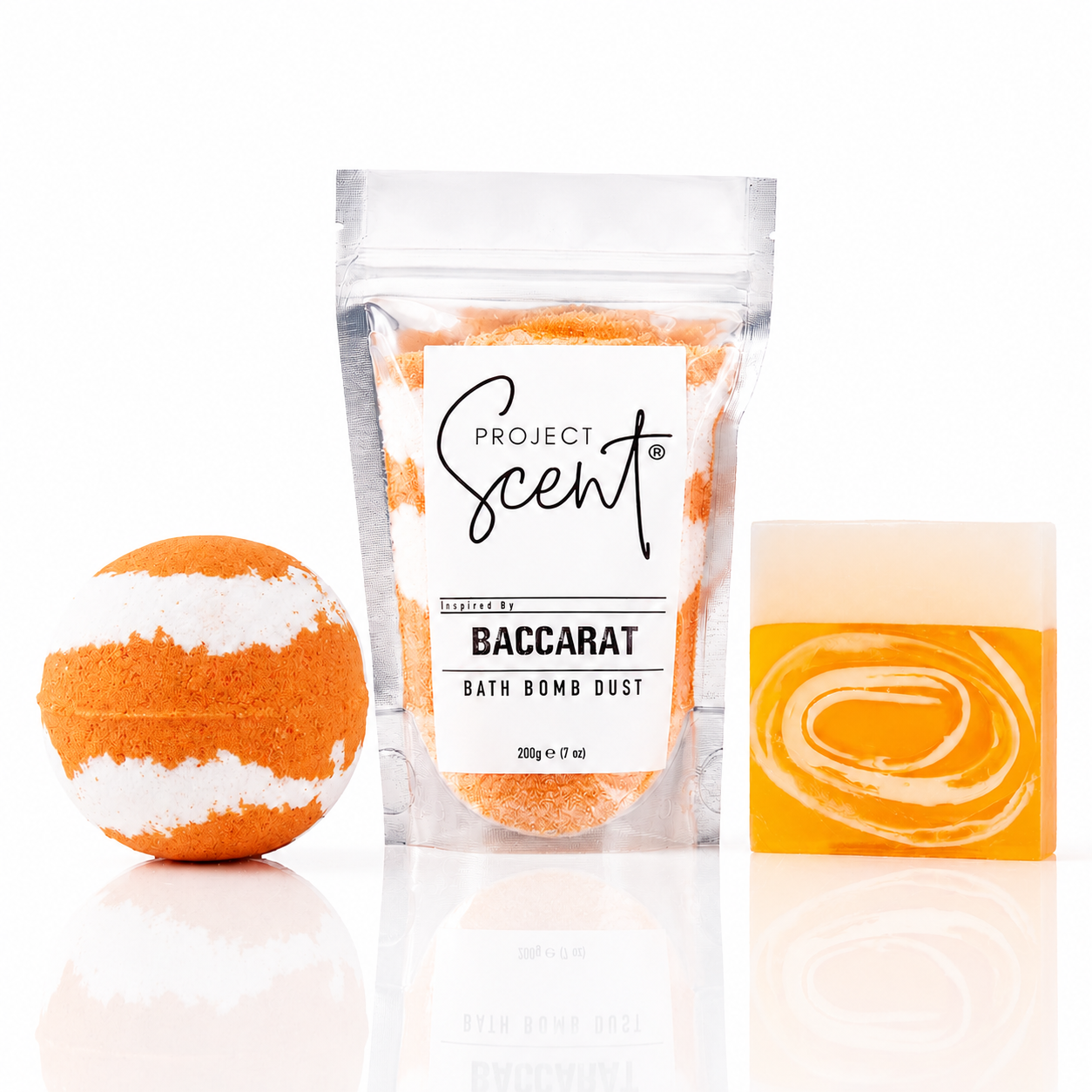 Baccarat inspired Soap and Soak Bundle with bath bomb bath dust and soap bar