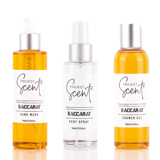 Baccarat Inspired Small Shower Bundle | Shower Gel, Hand Wash & Body Spray Gift Set