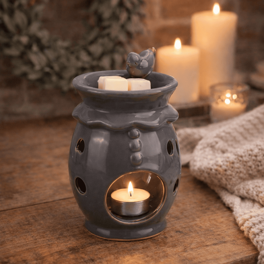 Grey Bird Tea Light Wax Melt Burner