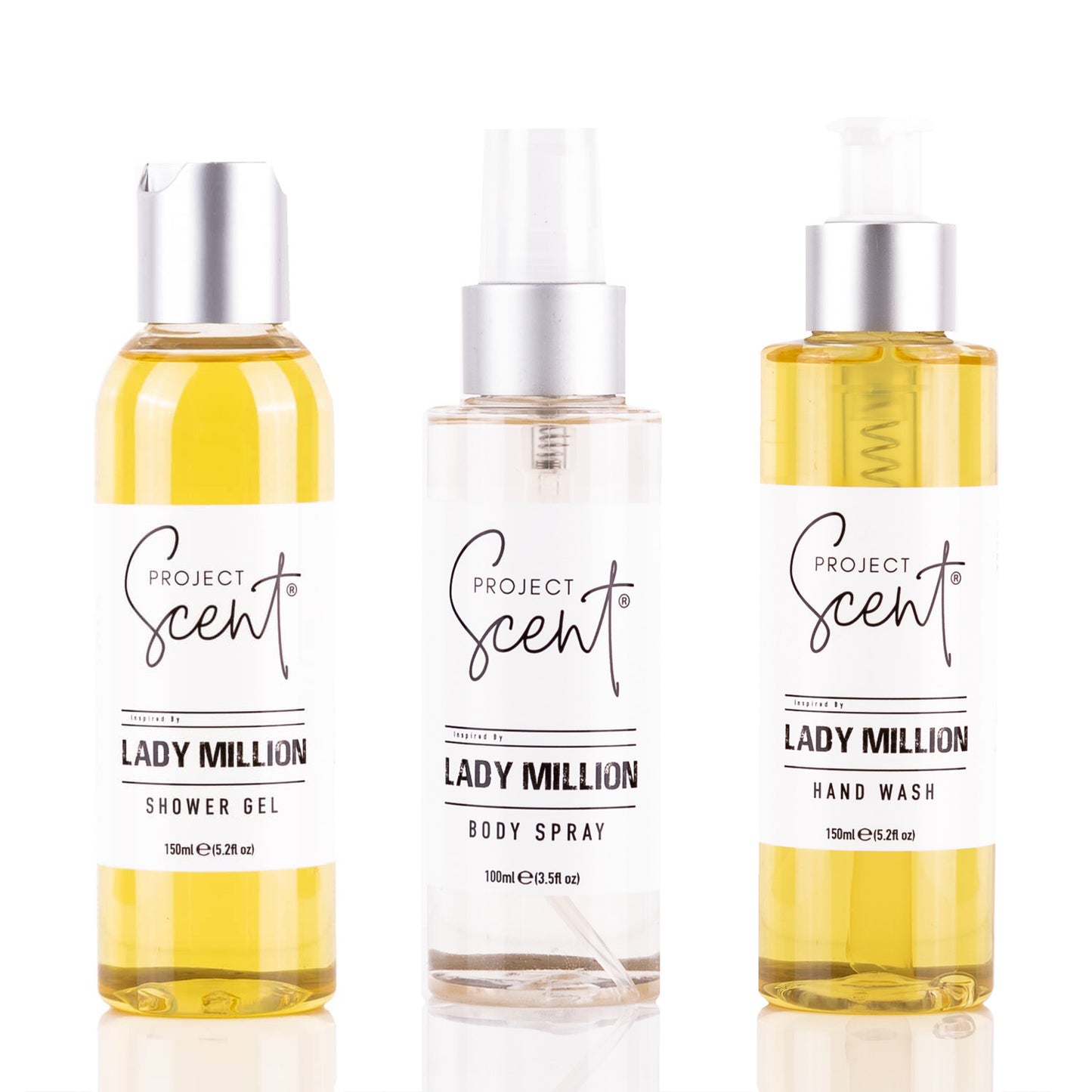 Lady Million Inspired Small Shower Bundle with shower gel, hand wash and body spray handmade in the UK