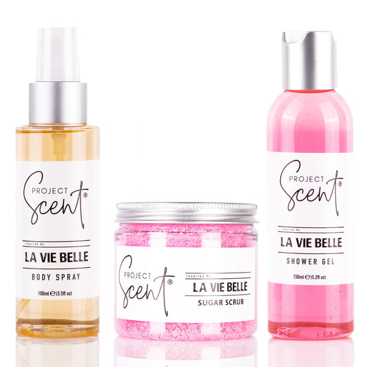 La Vie Belle Inspired Bundle | Shower Gel, Sugar Scrub & Body Spray