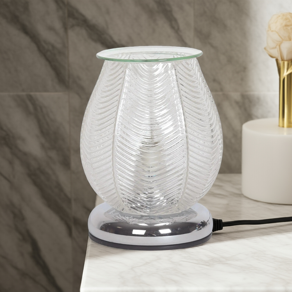 Electric Wax Melt Burner Touch - Ribbed Clear Lustre 18cm AR1984