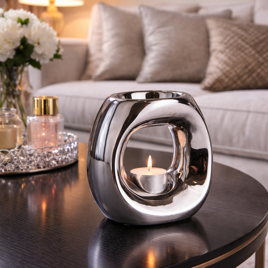 Chrome Oval Tea Light Wax Melt Burner