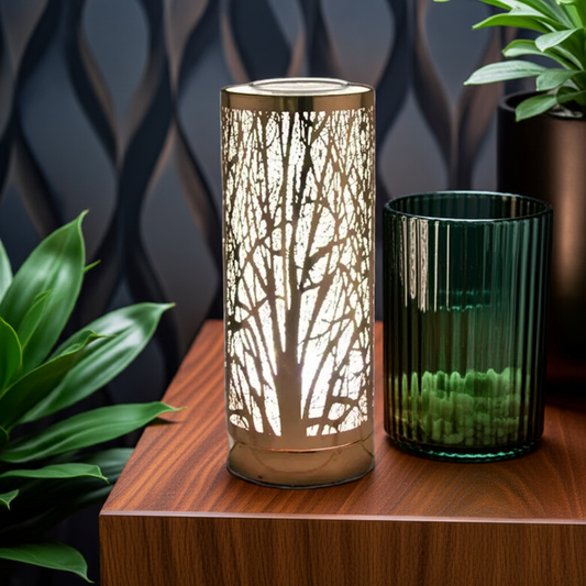 Electric Wax Melt Burner Gold Cylinder Tree Oil Warmer LP46139