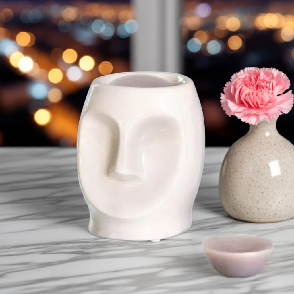 Ceramic White Face Wax Melt Tea Light  burner LP48042