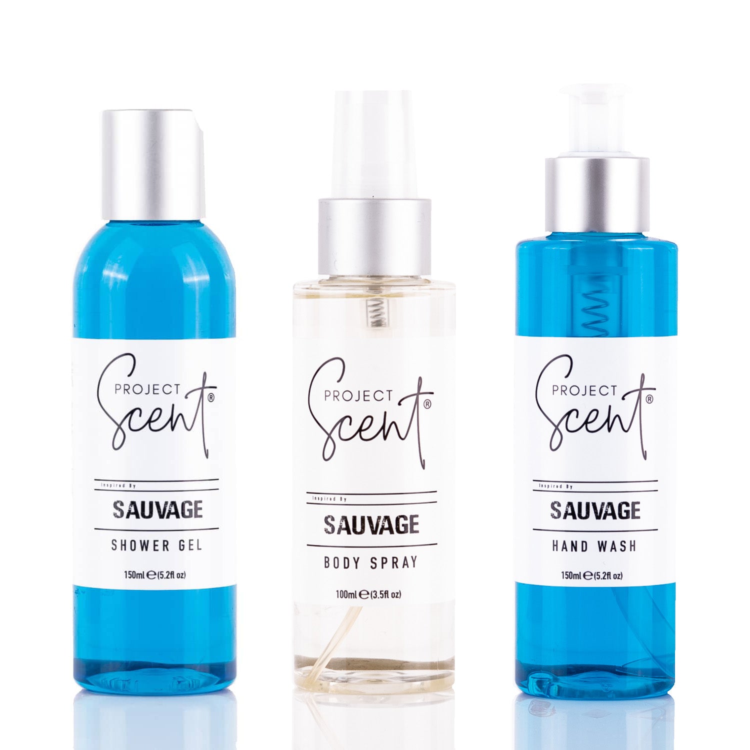 Sauvage Inspired Small Shower Bundle with shower gel, hand wash and body spray handmade in the UK
