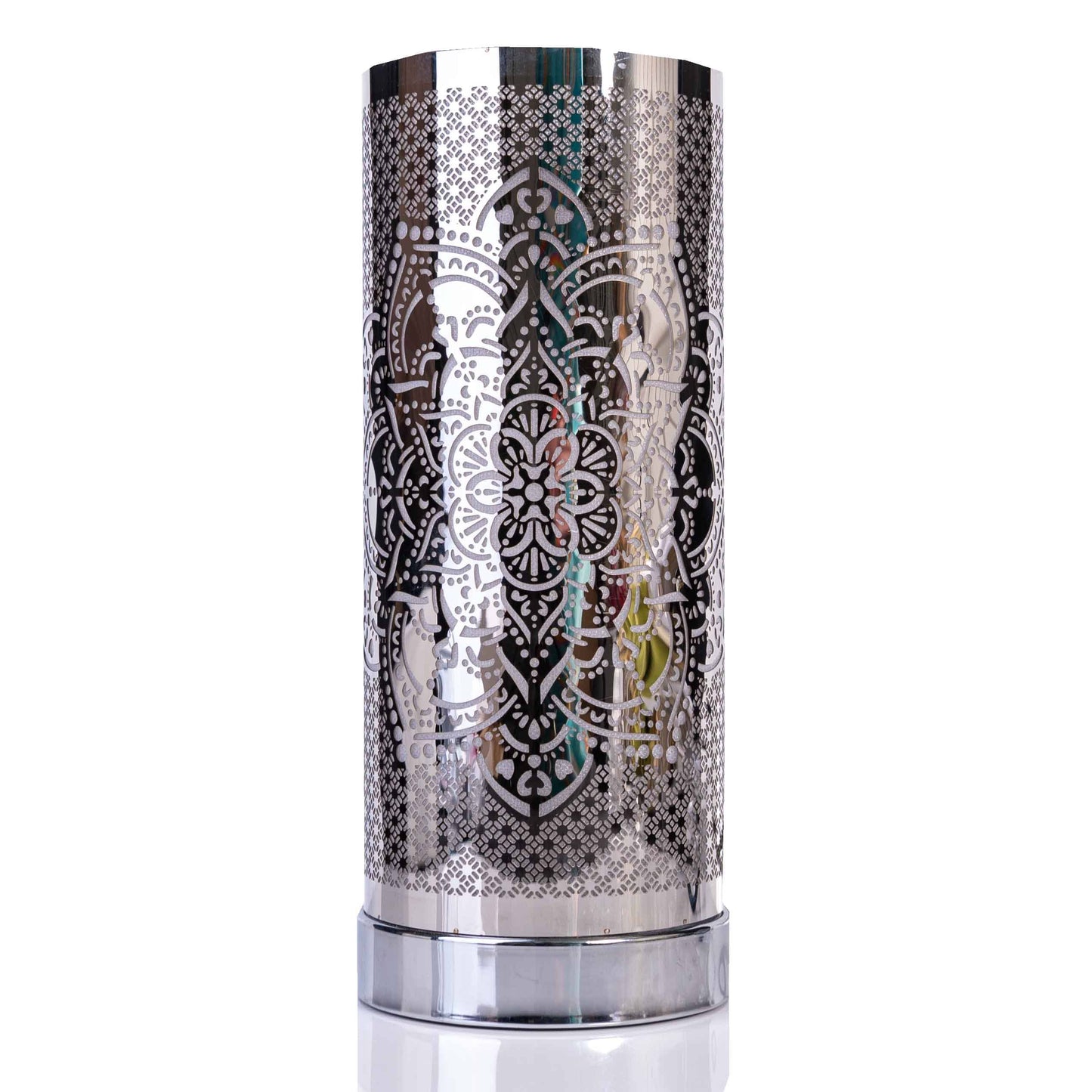 Sil Electric Wax Melt Burner Silver Cylinder Mandala Oil Warmer