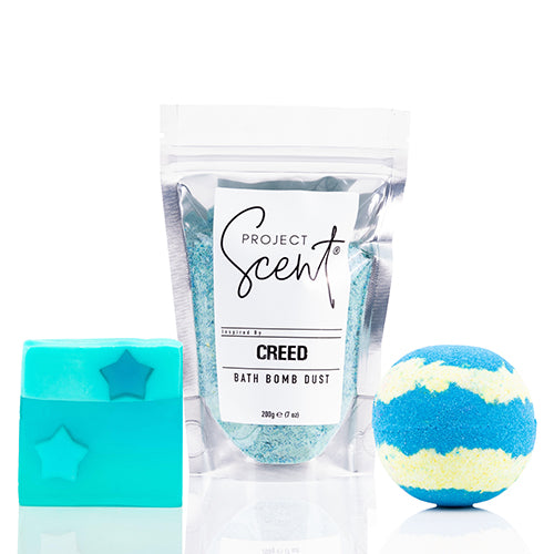 Creed Inspired Soap & Soak Bundle – Bath Bomb, Bath Dust & Soap Bar