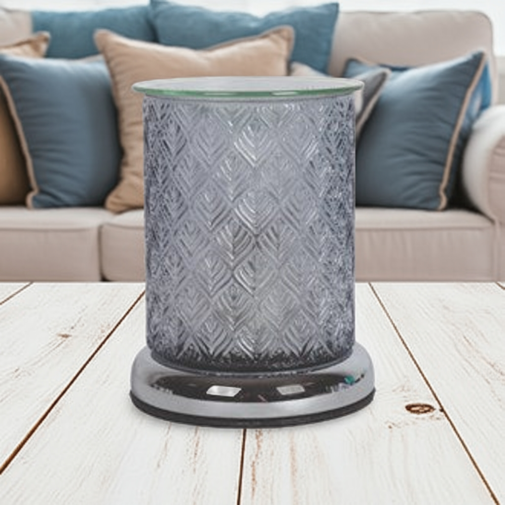 Electric Wax Melt Burner Touch - Grey Glass Leaf 16cm AR2065