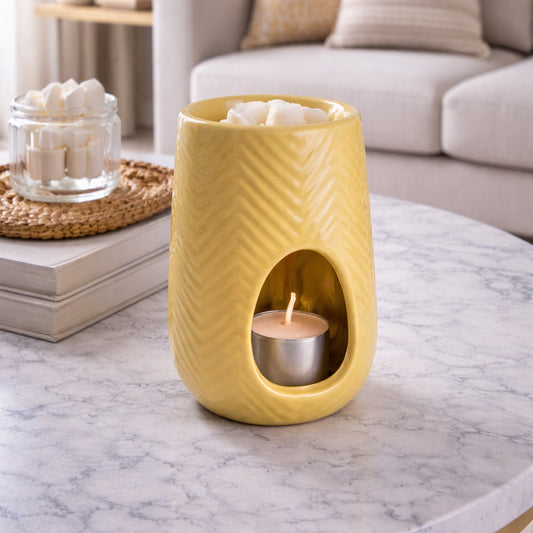Yellow Textured Ceramic Tea Light Wax Melt Burner