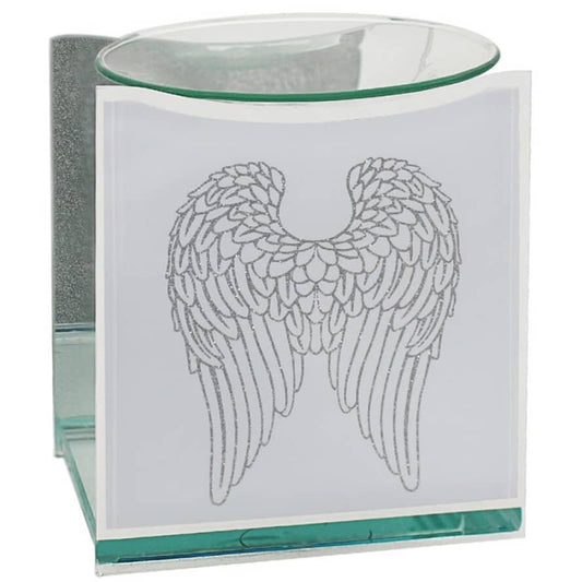 White & Silver Glass Angel Wings Wax or Oil Burner LP45400