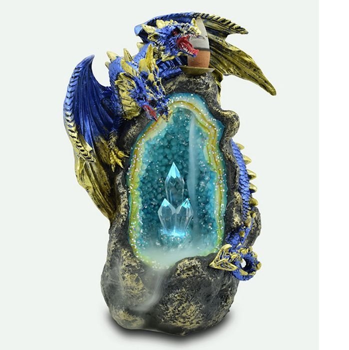 Dragon With Crystal Cave Backflow Incense Burner 17cm