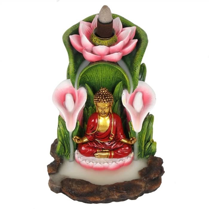 Buddha In Prayer Backflow Incense Burner 14cm