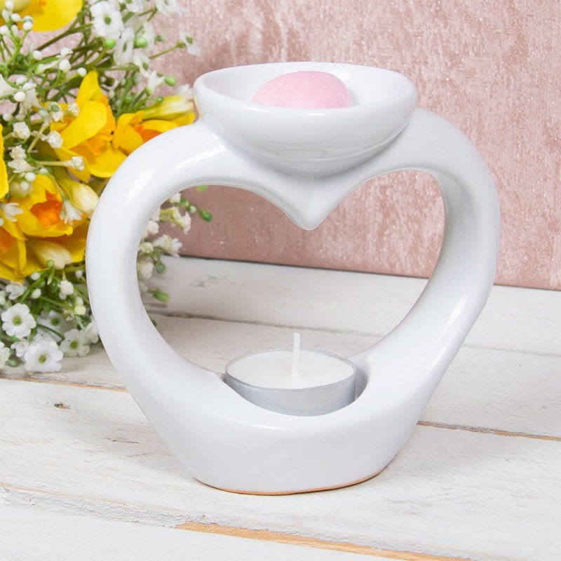 Heart White Ceramic Wax Melt Tea-Light Burner LP47598