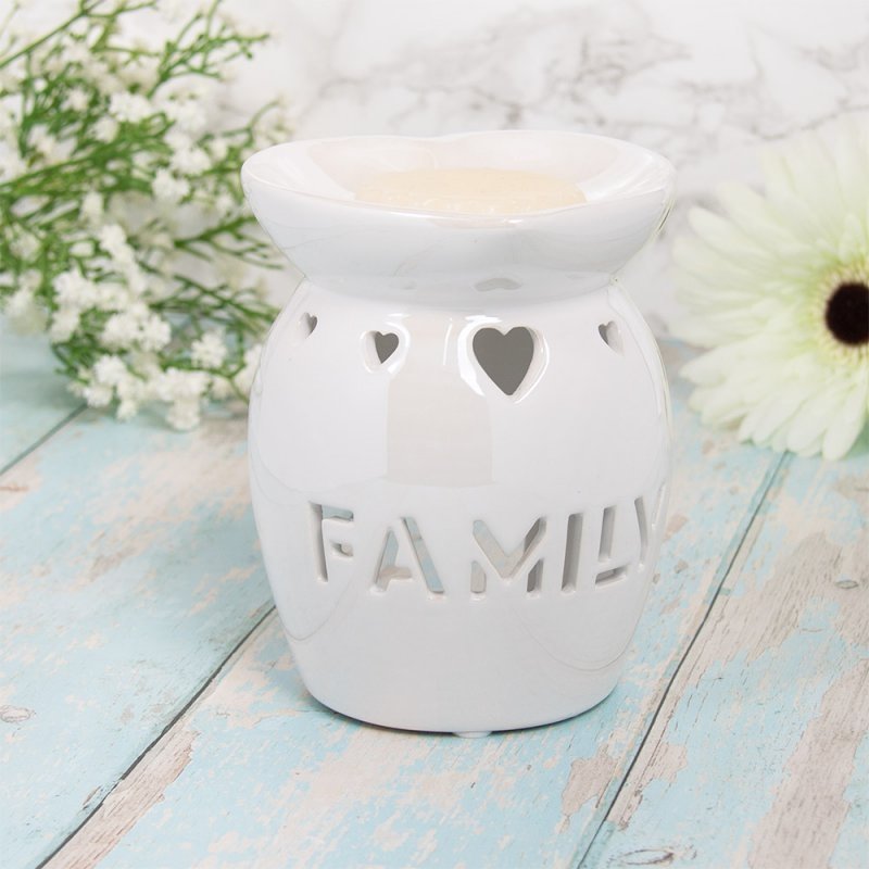 White Family Lustre Tea Light Wax Melt Burner LP47755