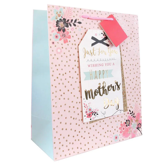 Medium Mothers Day Pink & Gold Gift Bag With Shred My Store
