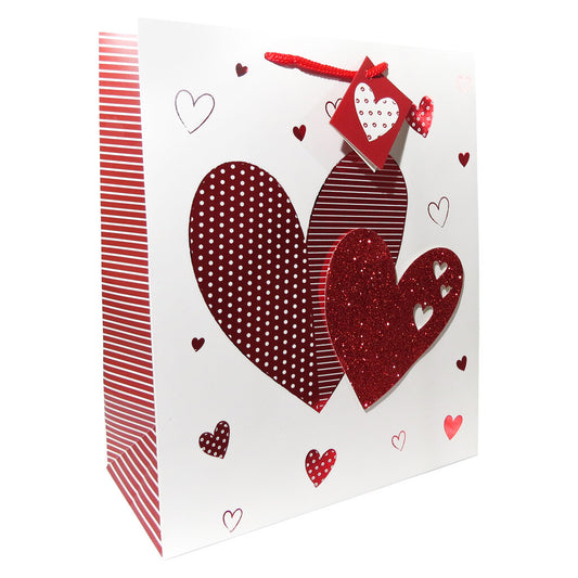 Medium Glitter Love Heart Valentine's Day Gift Bag