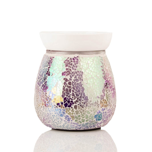 WAX MELT WARMER Electric: Silver Mosaic Crackle Glass Electric,  UK