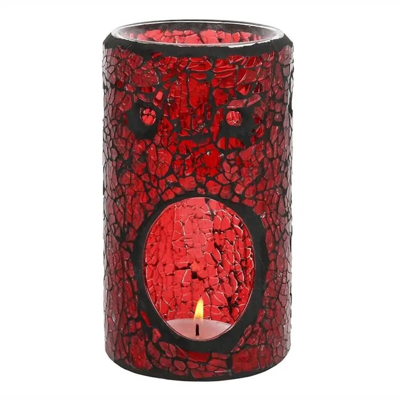 Red Pillar Mosaic Crackle Oil Burner & Wax Melter 14cm OB_66530 My Store